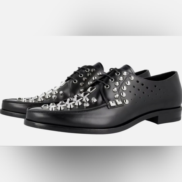 Prada Leather Studded Lace Up Shoes - Picture 2 of 6